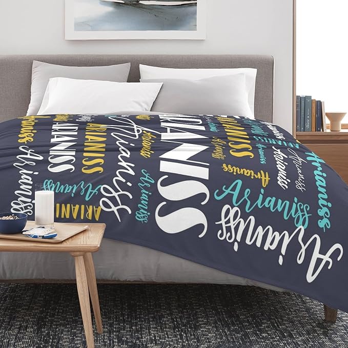 Name Blanket Personalized Blanket for Adult Kids Flannel Customize Throw Blanket Custom (Color 09, 30 x 40 Inches)