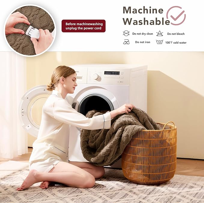 Heated Electric Blanket Full Size-72"x84" Heating Blanket with 10 Heating Levels & 5 Time Settings Over-Heat Protection，Winter Warmer for Adults with ETL Certification（Beige）