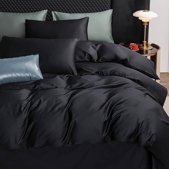 MooMee Duvet Cover Set 100% Extra Long Staple Cotton 600 Thread Count Silky Sateen Smooth Luxury Soft Breathable Durable Hotel Quality Bedding, 3 Pieces (Light Pink, Queen 90"x90")