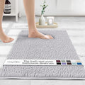MAYSHINE Plush Shaggy Chenille Bath Mat | Extra Soft, Super Absorbent, Non-Slip Bathroom Rug | Fluffy Microfiber, Area Rug Sets for Bathroom Floor, Kitchen, Living Room | 39"x24" | White