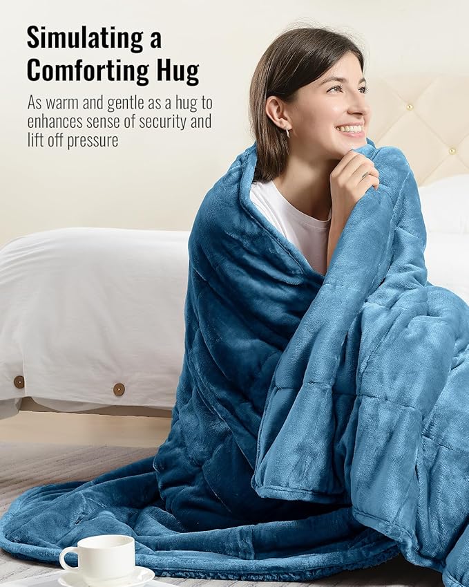 Uttermara Sherpa Fleece Weighted Blanket 15 lbs for Adult, Unicolor Ultra-Soft Fleece and Sherpa, Dual Sided Cozy Plush Blanket for Sofa Bed, 48 x 72 inches, Slate Blue