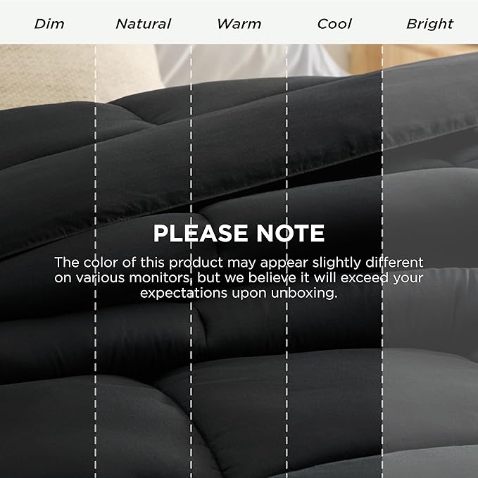 Bedsure Comforter Duvet Insert - Quilted Comforters Oversized King Size, All Season Duvet, GentleSoft Down Alternative Bedding, with 8 Tabs, Gifts for Women/Men, Black, Oversized King 116 x 98 Inches