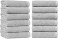 Amazon Basics Soft and Thick Cotton Hand Towels, 16" x 26", Gray, 12-Pack
