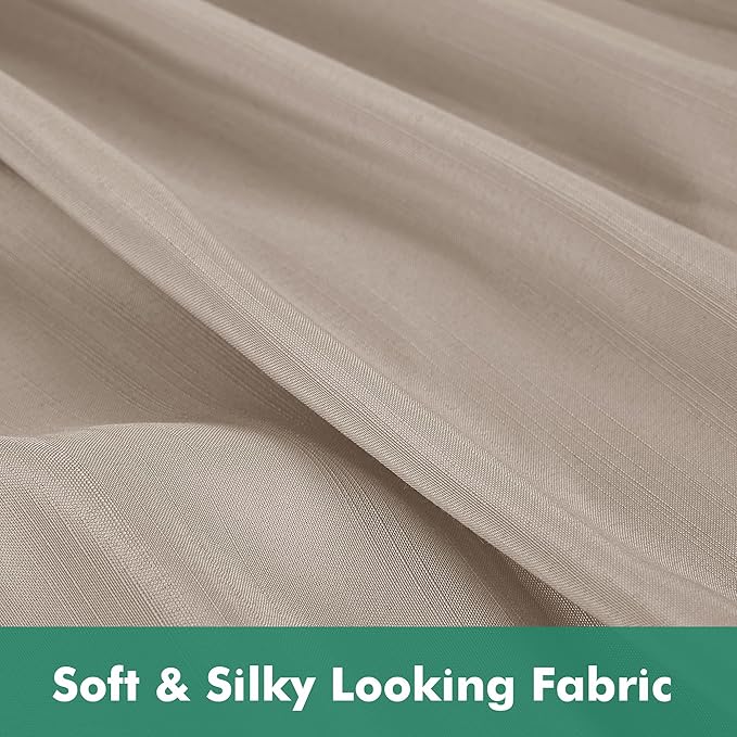 Biscaynebay Wrap Around Bed Skirts with Split Corners for Full Beds 16" Drop, Light Camel Elastic Dust Ruffles Adjustable Easy Fit Wrinkle & Fade Resistant Silky Luxurious Fabric Machine Washable