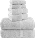 Chakir Turkish Linens 100% Cotton Premium Turkish Towels for Bathroom, 2 Large Bath Towels, 2 Hand Towels, 2 Washcloths (6-Piece Towel Set, Silver)