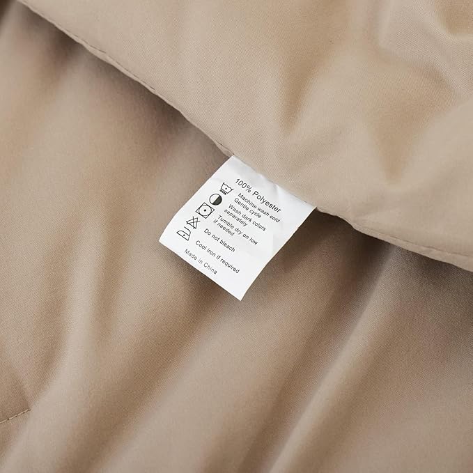 ROSGONIA Queen Comforter Set Taupe Brown, 3pcs(1 Boho Tan Comforter & 2 Pillowcases) All Season Soft Bedding Lightweight Bedspread Blanket Quilt