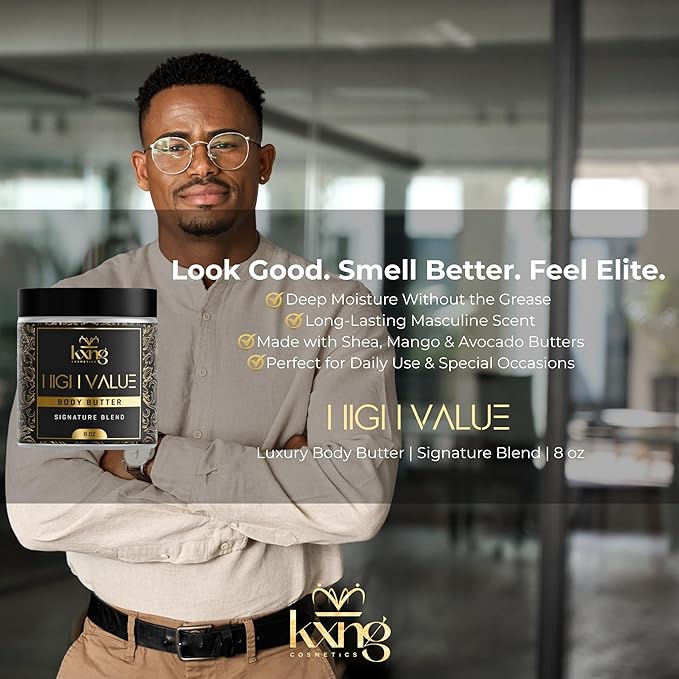 KXNG Luxurious Whipped Body Butter, Deeply Hydrating Shea Butter Body Cream, Moisturizer for Men & Women, Cruelty-Free Skincare