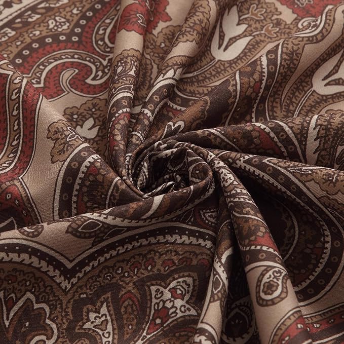 Fabric Shower Curtain 78 Inches Long, Reddish Brown Damask Paisley Print Shower Curtains for Bathroom, 72" W x 78" H