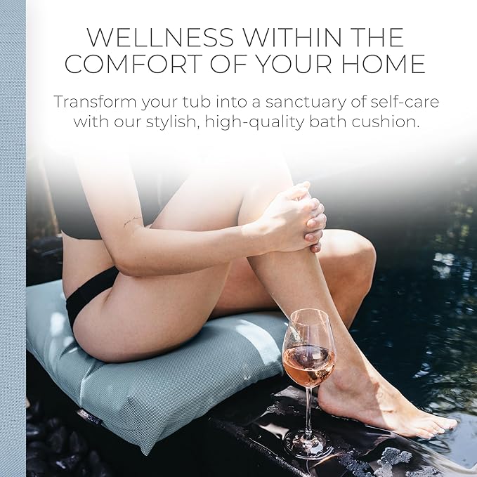 BADESOFA® Luxury Seat Cushion for Bath | Premium-Quality Materials | Comfortable & Quick-Drying | Washable Bath Pillow in Blue | Home Spa | Suitable for Bathtub, Steam Sauna & Hot Tub