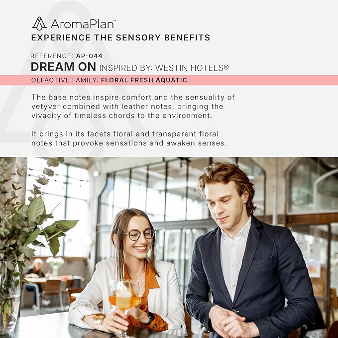 AromaPlan Hotel Scents Dream On 16 Fl Oz (473ml), Home Luxury Aroma & Hotel Diffuser Oil- Hotel Diffuser Oil for Aromatherapy- USA Made, Bigger Bottle, Bolder Aroma & Longer Lasting