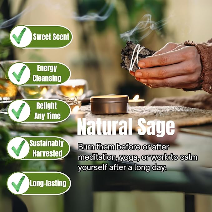 SOUL STICKS Smudge Stick Variety Gift Set | Bulk Sage Bundles for Space Cleansing | Smudging Wand Gift Set with Smudge Guide (Essential Sage, 6 Pack)