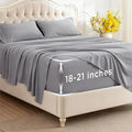 Bedsure Deep Pocket Twin Sheets Set - Fits Mattresses Up to 21 Inches Thick -3 Piece GentleSoft Bed Sheets, Moisture Wicking, Soft & Cooling Bedsheet & Pillowcases, Easy & Secure Fit, Light Grey