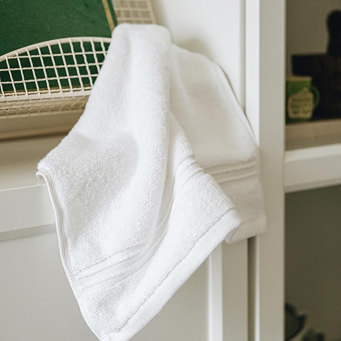 Milara Turkish Super-Plush Bath Towels Set 2-Piece | Premium Cotton Bath Towel Set Absorbent, Durable with Hanging Loops | White Color Turkish Bath Towels, (27 x 54 Inches)