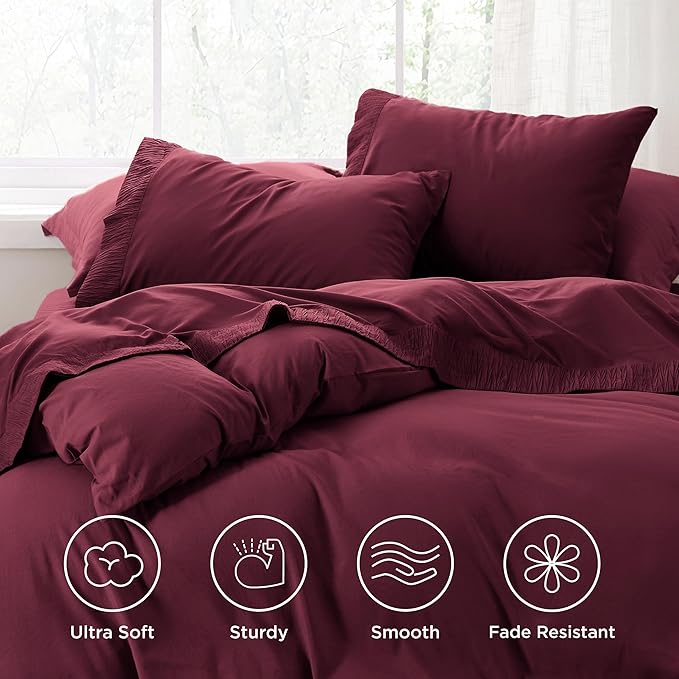 Bedsure California King Sheet Sets - 4 Pieces Soft Cal King Sheets - Breathable & Cooling - Hotel Luxury - Easy Care Polyester Microfiber Bedding for Women, Men, Red