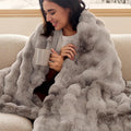 Bedsure GentleSoft Fluffy Faux Fur Blanket Twin Size, Fuzzy Soft Bubble Blanket for Couch, Faux Fur Decor for Bedroom Living Room, Thick Furry Cozy Gifts for Women, Tie-dye Brown, 60x80 Inch