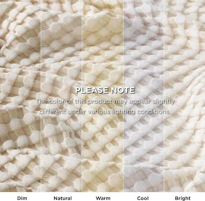 Bedsure Cooling Cotton Waffle Throw XL Blanket - Lightweight Breathable Blanket of Rayon Derived from Bamboo for Hot Sleepers, Light Beige, 50x70 Inches