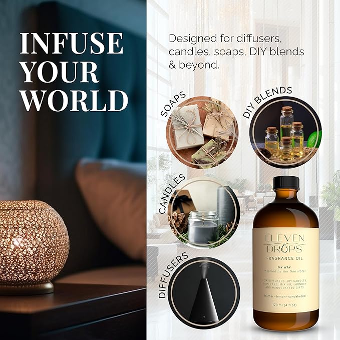 My Way Diffuser Oil - Premium Fragrance Oil Inspired by The One Hotel - Invigorating My Way Scent for Cold Air Diffusers, Home, Office, DIY Candles, Mixing, Lasting, Pet Friendly - 4oz