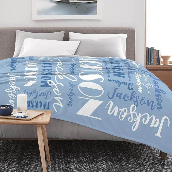 Name Blanket Personalized Blanket for Adult Kids Flannel Customize Throw Blanket Custom (Color 02, 40 x 50 Inches)