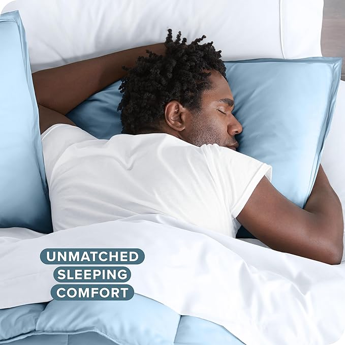 Bare Home Bedding Duvet Cover Extra Long Size - Premium 1800 Super Soft - Lightweight, Cooling Duvet Cover - Soft Breathable Bedding (Twin/Twin XL, Light Blue)