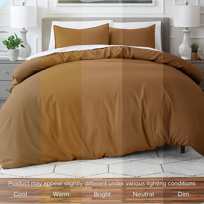 Bare Home Bedding Duvet Cover King Size - Premium 1800 Super Soft Collection - Lightweight, Cooling - Soft Breathable Bedding Duvet Cover (King, Caramel)