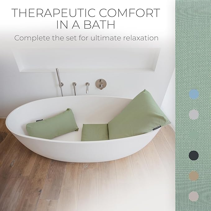 BADESOFA® Luxury Seat Cushion for Bath | Premium-Quality Materials | Comfortable & Quick-Drying | Washable Bath Pillow in Green | Home Spa | Suitable for Bathtub, Steam Sauna & Hot Tub