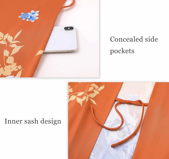 PRODESIGN Kimono Robe for Women - Long Satin Sleepwear Silky Kimono Cover-Up Nightgown Japanese Bathrobe Loungewear Blouse