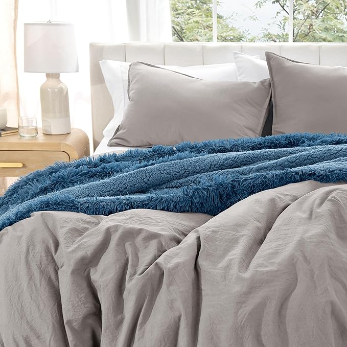 Bare Home Microfiber Duvet Cover Set - Ultra Soft Washed Microfiber - Oversized Queen Size - Linen-Like Look - Easy Care - Breathable Fabric - Our Softest Duvet Cover Set (Oversized Queen, Frost Grey)