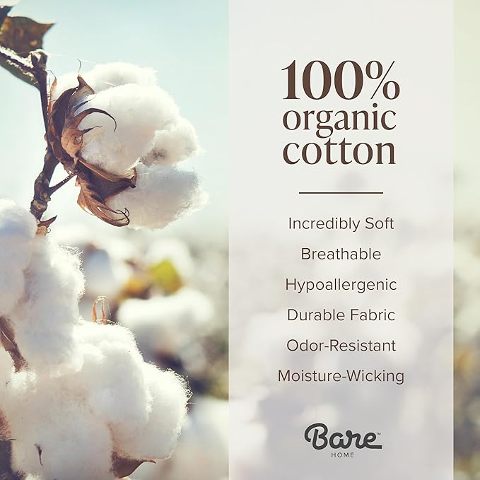 Bare Home 100% Organic Cotton Jersey Duvet Cover Set - Ultra Soft - 100% Cotton - 2pcs - Corner Ties - Button Closure - BedDuvet Cover & Pillow Shams (Twin/Twin XL, Dark Blue)