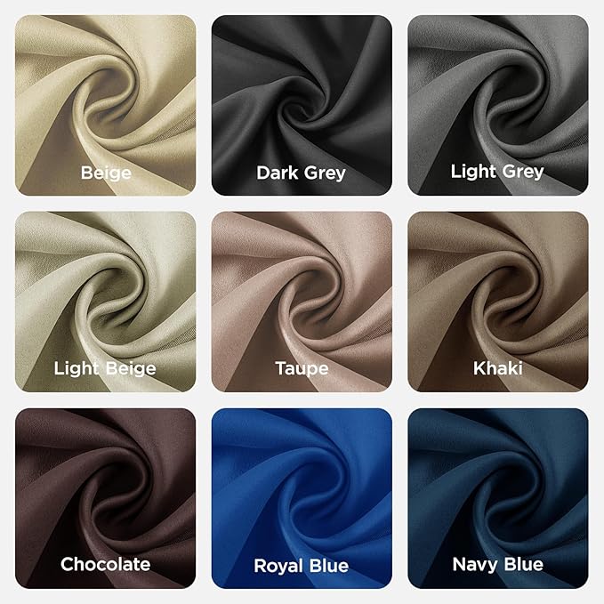 Joydeco Blackout Curtains 63 Inch Length 2 Panels Set, Thermal Insulated Long Curtains& Drapes 2 Burg, Room Darkening Grommet Drapes for Living Room Bedroom Window (W52 x L63 Inch, Light Grey)