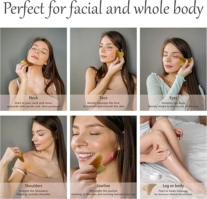 Gua Sha, Gua Sha Facial Tools, Guasha Tool for Face, Face Massager Tool, Hornheart Gua Sha for Puffiness, Facial Gua Sha Massage for Rejuvenated Skin, Anti-Aging, Effective Wrinkle Reduction