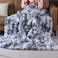 Faux Fur Soft Fluffy Tie-dye Blue Throw Blanket for Living Room Bedroom Couch 60X80 Fuzzy Bubble Thick Throw Blanket Decorative Blanket Home Decor 860 GSM