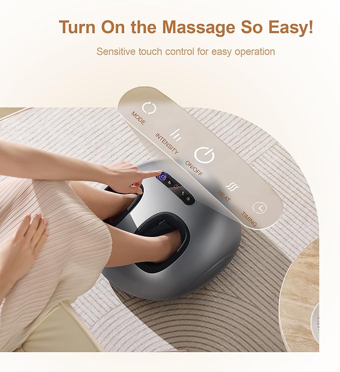 Foot Massager Machine with Heat, Double Shear Massage Core, Shiatsu Feet Massager with Airbag Full Wrapped, Plantar Fasciitis Massage, Automatic Foot Kneading Points, Gifts for Family and Friends