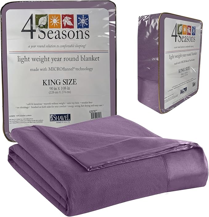 Thermee Micro Flannel King Size Blankets, Lightweight All Seasons Cozy Blanket, Throw Blankets for Home and Living Room, Comfy & Soft Blanket for Couch, Machine Wash, No Pilling - Purple
