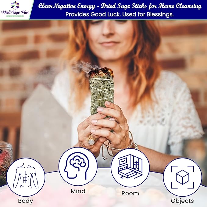 Sage Starter Kit for Cleansing Negative Energy. Variety Pack of 4 which Includes White, Black, Blue and Red Sage (Dragon Blood)
