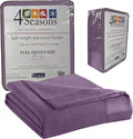 Thermee Micro Flannel Full/Queen Size Blankets, Lightweight All Seasons Cozy Blanket, Throw Blankets for Home and Living Room, Comfy & Soft Blanket for Couch, Machine Wash, No Pilling - Purple