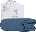 Threadmill Luxury Cotton Blankets for Twin Size Bed | All-Season 100% Cotton Twin Blanket for Bed | Criss Cross Jacquard Lightweight, Soft & Cozy Coverlet, 350GSM, 68x90 inches | Folkstone Blue