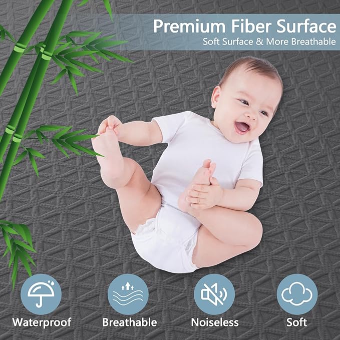 Premium Waterproof Mattress Protector Twin XL Size, Breathable Bed Cover 3D Air Fabric Cooling Mattress Pad Cover Smooth Soft Noiseless Washable, 8''-21'' Deep Pocket (Gray)