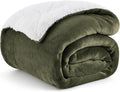 Bedsure GentleSoft Sherpa Fleece Throw Blanket Twin Size for Couch - Thick and Warm Throw for Women and Men, Soft Fuzzy Plush Twin Blanket for Winter, Olive Green, 60x80 Inches