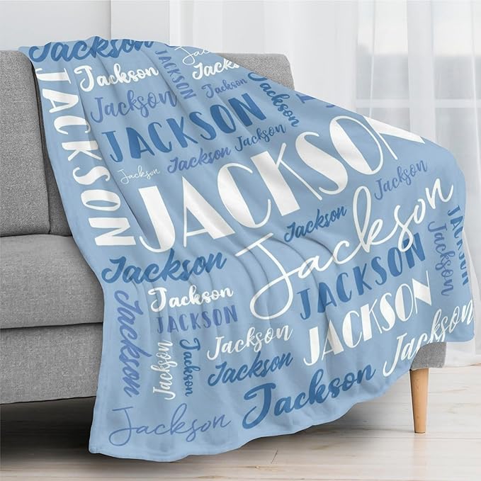 Name Blanket Personalized Blanket for Adult Kids Flannel Customize Throw Blanket Custom (Color 02, 50 x 60 Inches)