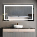 55"x 30" LED Bathroom Mirror with Front and Backlight, Bathroom Vanity Mirror with 3 Color Adjustable, Stepless Dimmable Light, Anti-Fog, Memory Function, Vanity Mirror for Wall(Horizontal/Vertical).