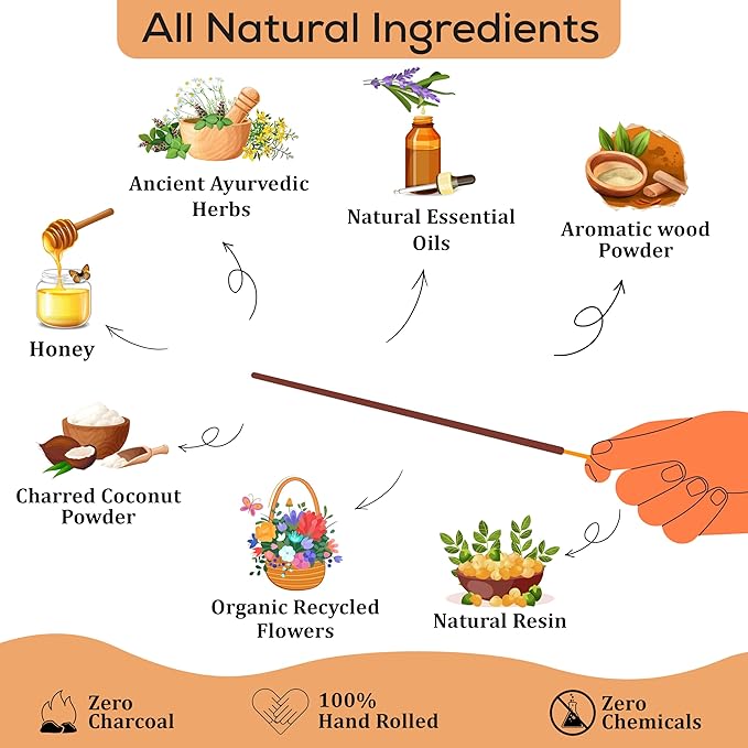 Raajsee Cinnamon Incense Sticks 100gm, Charcoal Free - !00% Natural - Organic Non-Toxic Insence Sticks, Inscents Made with Upcycled Flowers, Meditation Gifts – Spiritual Cleansing