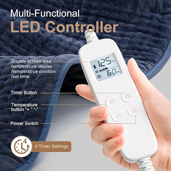 Heating Pad for Back Pain Relief, Extra Large 33 x 17 inches, Portable Heating Pad for Shoulder, Neck, Cramp, Menstrual Pain, with Upgraded 6 Timer and 6 Temperature Controller