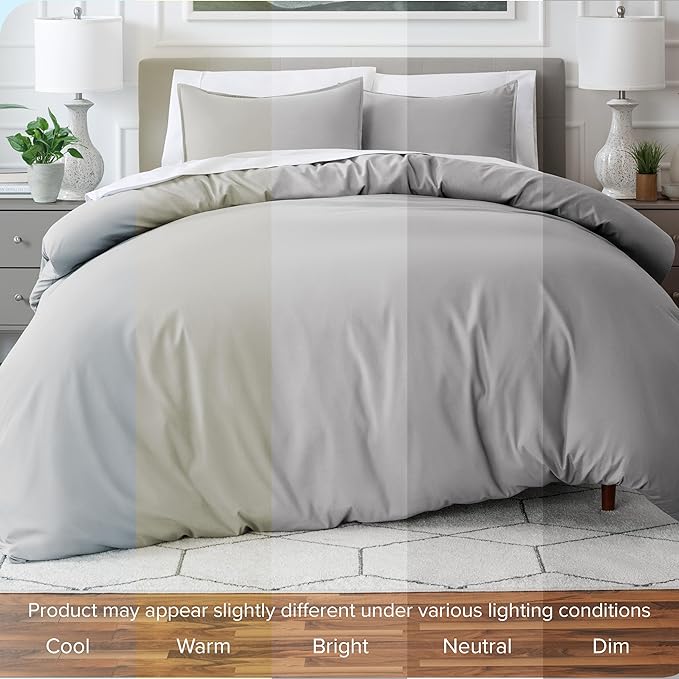 Bare Home Bedding Duvet Cover Oversized King Size - Premium 1800 Super Soft Collection - Lightweight, Duvet Cover - Soft Textured Bedding (Oversized King, Light Grey)