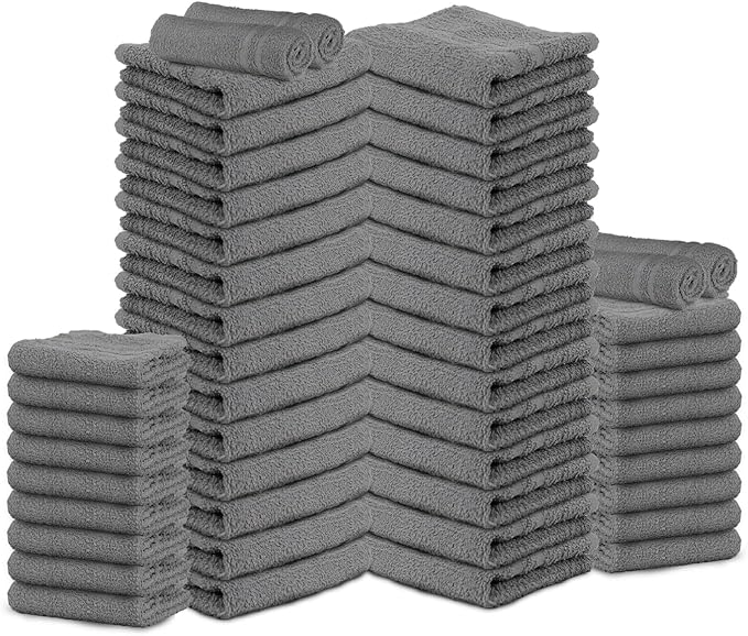 Salon Towels – 50 Pack Grey Hand Towel 100% Cotton Spa – 16x27 inches Highly Absorbable Facial Towels Gym Towels Hair Towel and Face Towel Bulk Small Towel (Not Bleach Proof)