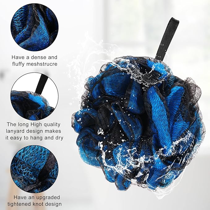 Sunnyray 36 Pcs 50g Bath Shower Loofah Sponge Bamboo Charcoal Shower Ball Body Scrubber Exfoliating Bath Sponge Bath Mesh Pouf for Women and Men Soothing Face and Body Exfoliator, 6 Color