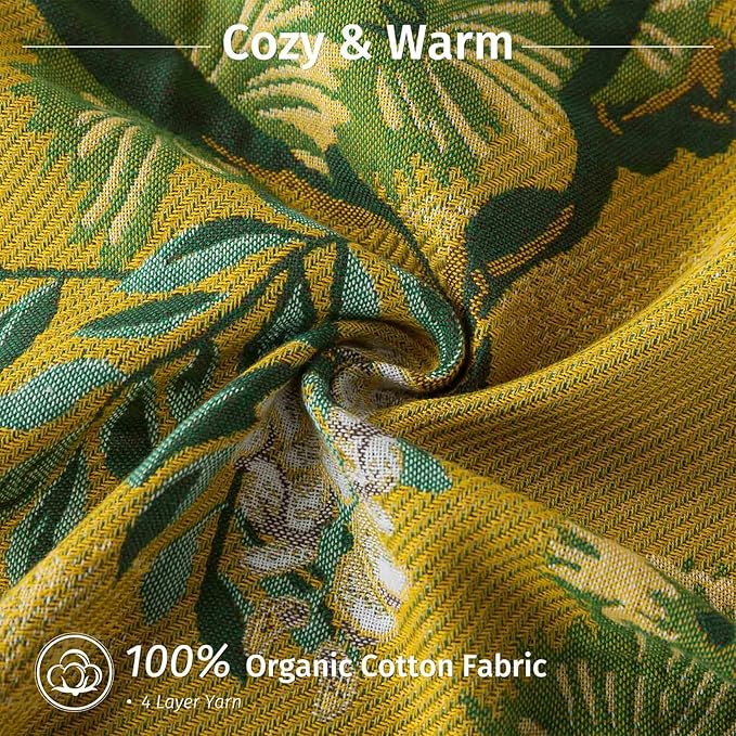 Qidordour Boho Throw Blanket, 80"x90" Muslin Blankets, 100% Organic Cotton Blanket for Couch Sofa, Lightweight Quilt with Tassel, All Season Bed Throw, Farmhouse Home Decor, A-Sophora Flower