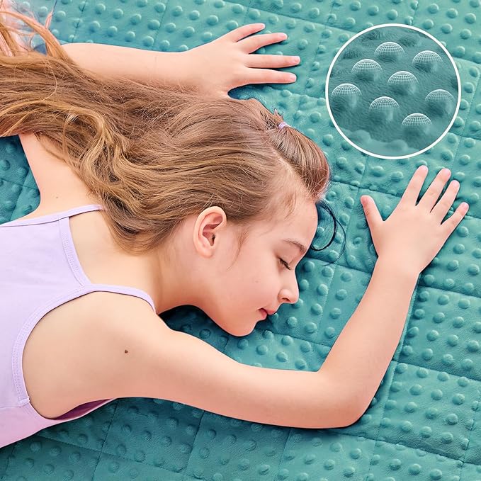 yescool Weighted Blanket 10 Pounds Teal Twin Size Cooling Weighted Throw Blanket, Minky Heavy Blankets Warm Weighted Comforter, Big Washable Thick Blankets Gift for 80-120lbs, 40 * 60in