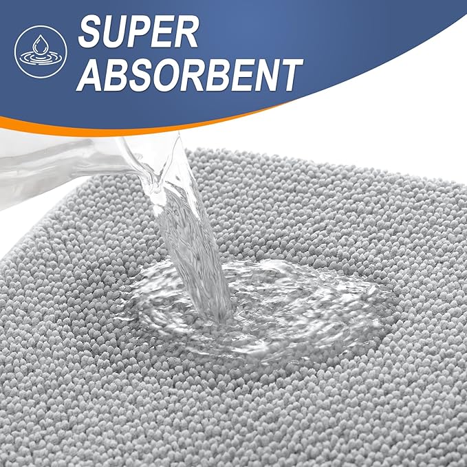 OLANLY Thick Memory Foam Bath Mat Rug 34x21, Extra Soft Absorbent Bathroom Rug, Quick Dry Bath Mats, Non-Slip, Machine Washable Carpet for Bathroom, Tub and Shower, Home Decor Accessories, Light Grey