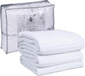 HILLFAIR 100% Cotton Blanket- 120"x120" XXL Oversized King Bed Blankets- Family Size 10 ft x 10 ft Big- Waffle Blankets- All Season Soft Breathable- Extra Large King Cotton Blanket for Bed- White