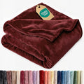 Ultra Soft Fleece Blanket Throw Size - Flannel Fleece Luxury Throw Blanket - Lightweight for Couch Bed Chair - Thick, Warm & Breathable - All Season Cozy Fuzzy Anti-Static Microplush Bedding, Burgundy